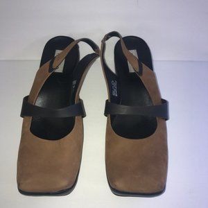 Privo by Clarks Suede Slingback Mary Jane, Brown/Black, Size 10M